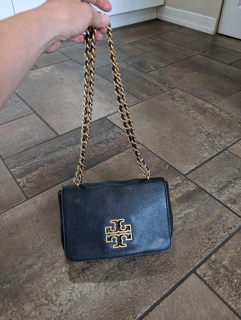 Tory Burch Britten Pebbled Leather Gold Chain Luxury Crossbody/Shoulder Bag π€ - Picture 5 of 17